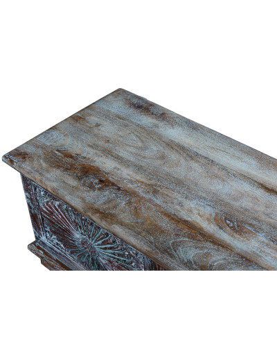 Truhla z recyklovaného dreva, ručné rezby, 112x46x46cm