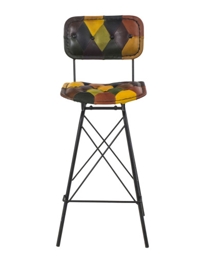 Barová stolička s operadlom, koža, 45x45x115cm