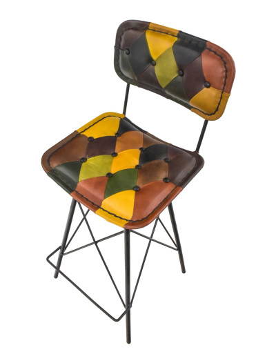 Barová stolička s operadlom, koža, 45x45x115cm
