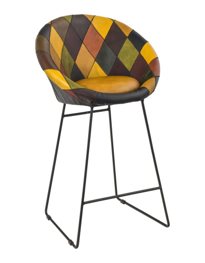 Barová stolička s operadlom, koža, 61x50x102cm