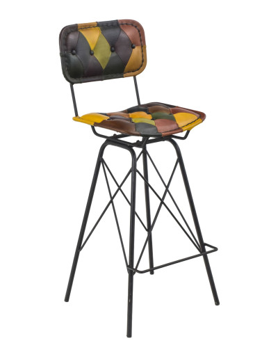 Barová stolička s operadlom, koža, 45x45x115cm