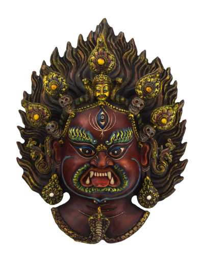 Maska Bhairab, ručne maľovaná, živica, 26x12x33cm