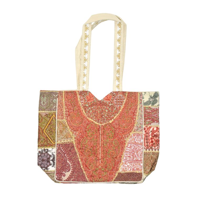 Veľká taška na zips, patchwork s výšivkou, 31x31x14cm + 30cm ucha