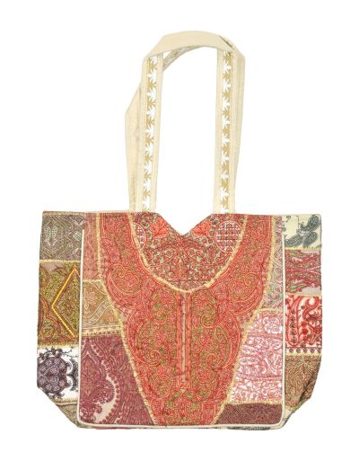 Veľká taška na zips, patchwork s výšivkou, 31x31x14cm + 30cm ucha