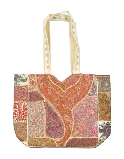 Veľká taška na zips, patchwork s výšivkou, 31x31x14cm + 30cm ucha
