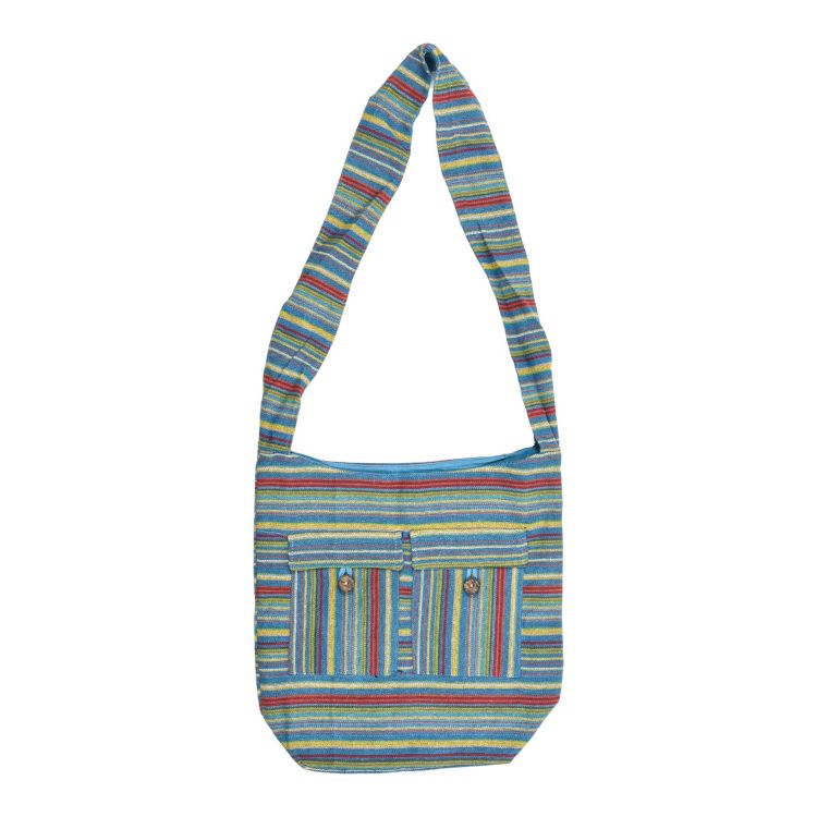 Taška cez rameno, farebné ghari prúžky, zapínanie na zips, 2 vrecká, 35x35cm