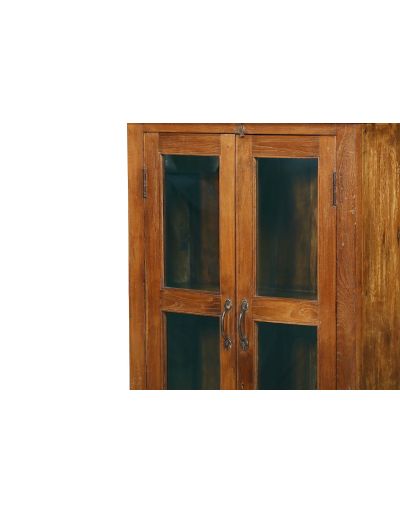 Presklená skrinka z teakového dreva, 74x29x141cm