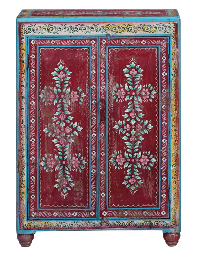 Ručne maľovaná skrinka z teakového dreva, 69x35x99cm