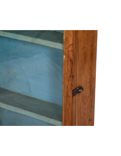 Stará presklená skrinka z teakového dreva, 50x16x86cm