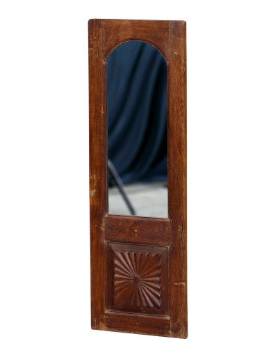 Zrkadlo v ráme z teakového dreva, vyrobené zo starých dverí, 36x2x110cm
