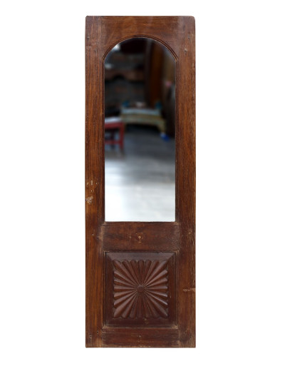 Zrkadlo v ráme z teakového dreva, vyrobené zo starých dverí, 36x2x110cm