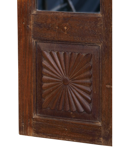 Zrkadlo v ráme z teakového dreva, vyrobené zo starých dverí, 36x2x110cm
