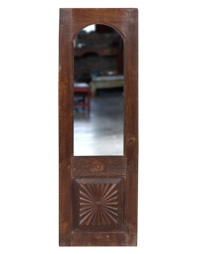 Zrkadlo v ráme z teakového dreva, vyrobené zo starých dverí, 36x2x110cm