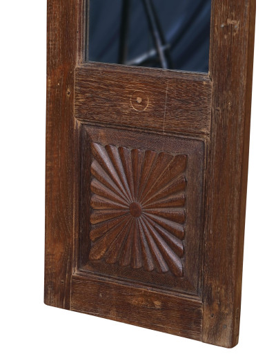 Zrkadlo v ráme z teakového dreva, vyrobené zo starých dverí, 36x2x110cm