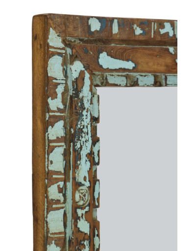 Zrkadlo v ráme z teakového dreva, ručné rezby, 41x3x49cm