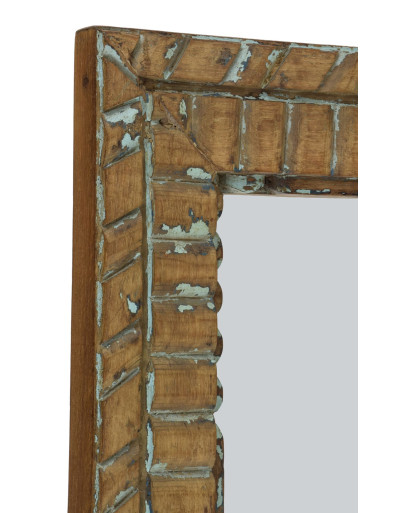 Zrkadlo v ráme z teakového dreva, ručné rezby, 41x3x52cm