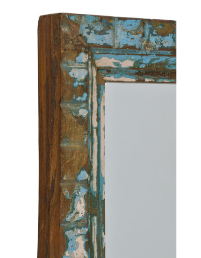 Zrkadlo v ráme z teakového dreva, ručné rezby, 39x5x54cm