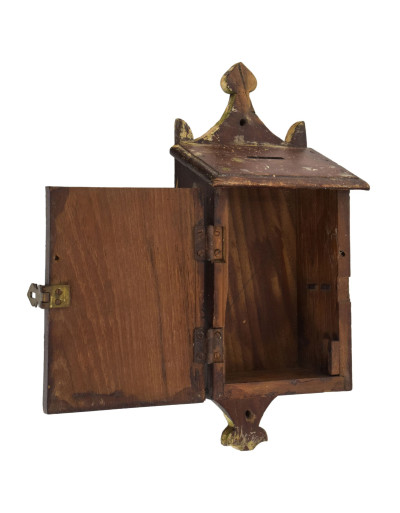 Starožitná drevená pokladnička, 12x8x16cm, 14x9x32cm