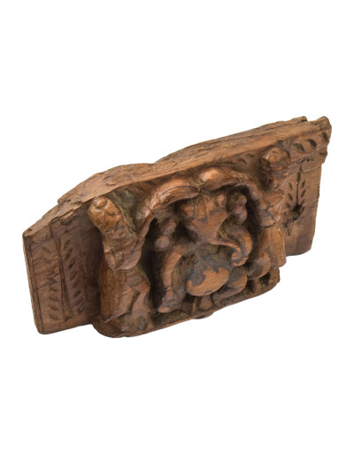 Drevený panel zo starého portálu, Ganéš, 22x5x12cm