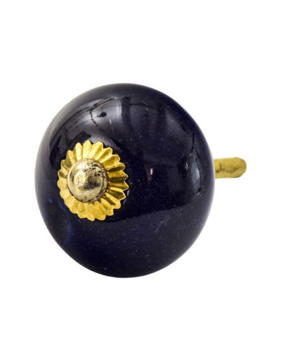 Maľovaná porcelánová úchytka na šuplík, tmavo modrá