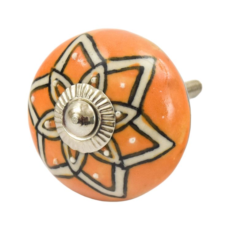 Maľovaná porcelánová úchytka na šuplík, biela, zdobená strieborným ornamentom