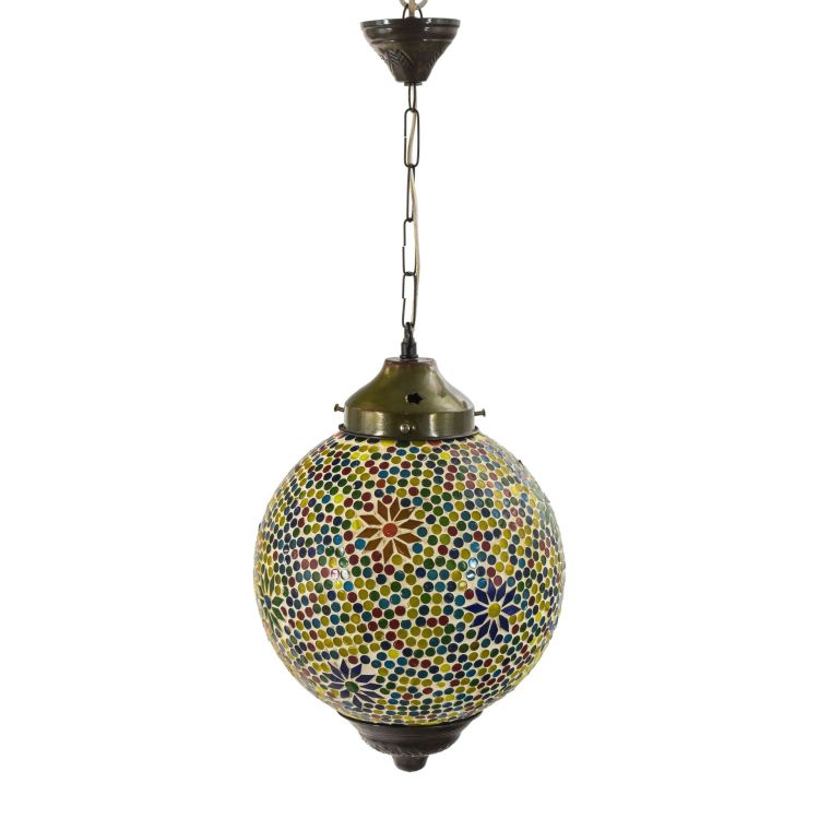 Sklenená mozaiková lampa, multifarebná, priemer 27cm, výška 36cm
