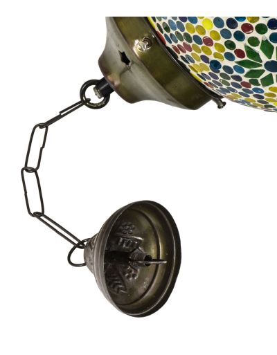 Sklenená mozaiková lampa, multifarebná, priemer 27cm, výška 36cm