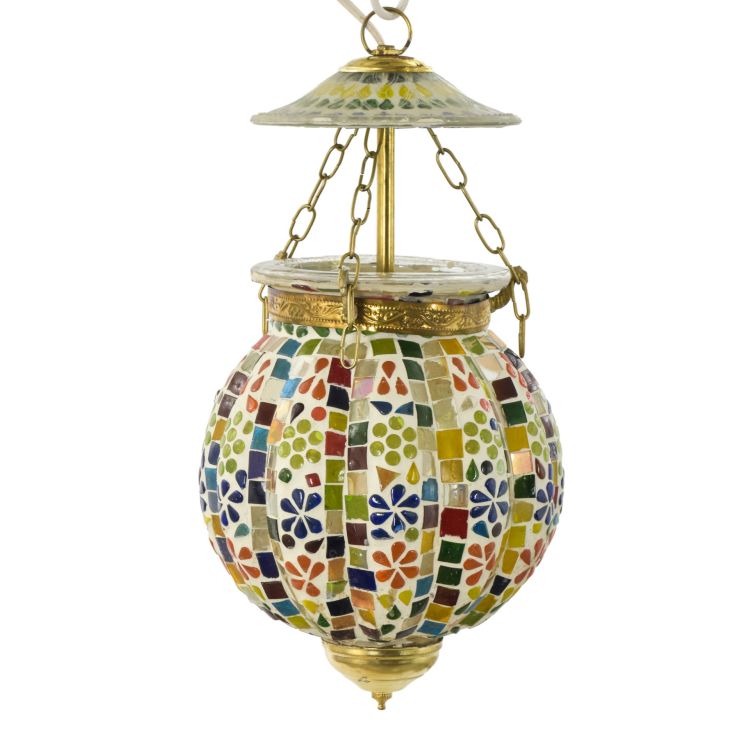 Sklenená mozaiková lampa, multifarebná, 15x15x22cm