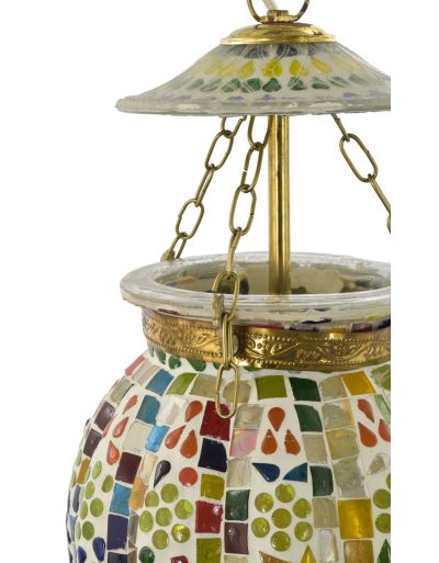 Sklenená mozaiková lampa, multifarebná, 15x15x22cm