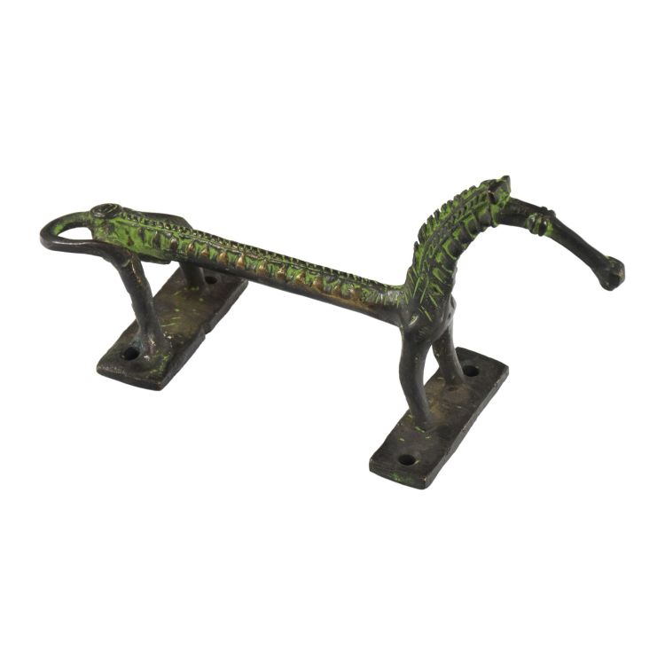 Dverné tiahlo, kôň, "Tribal Art", zelená patina, 18cm