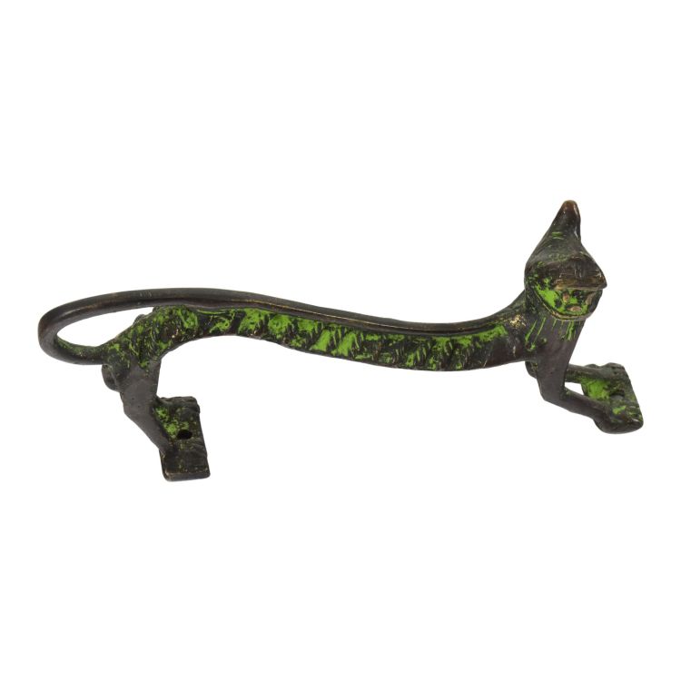 Dverné tiahlo, pes, "Tribal Art", zelená patina, 17cm