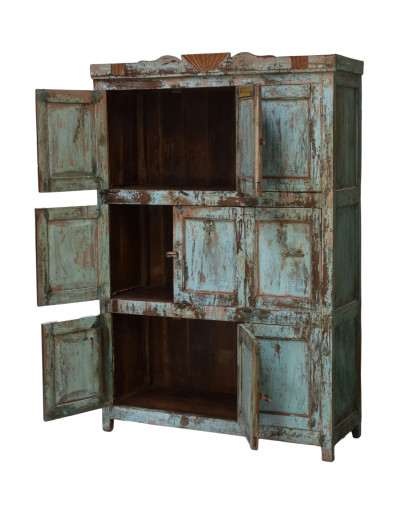 Starožitná skriňa z teakového dreva, ručné rezby, 127x45x189cm
