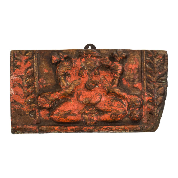 Drevený panel zo starého portálu, Ganéš, 22x4x12cm