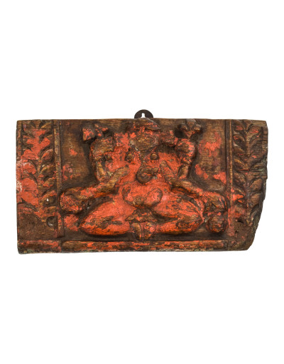 Drevený panel zo starého portálu, Ganéš, 22x4x12cm
