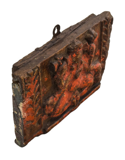Drevený panel zo starého portálu, Ganéš, 22x4x12cm