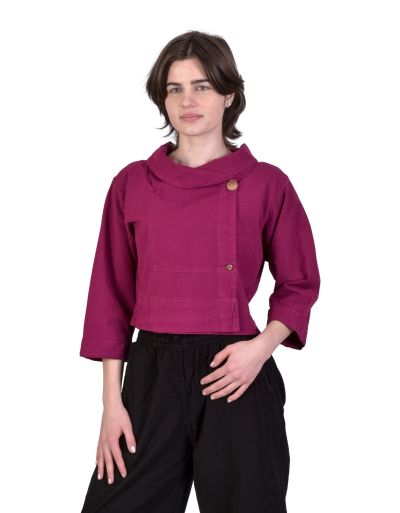 Kabátik do pása, fuchsiovo ružový, zapínanie na gombíky