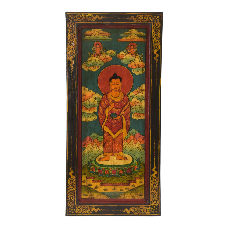 Stojaci Budha, ručne maľovaný obraz, 36x77cm