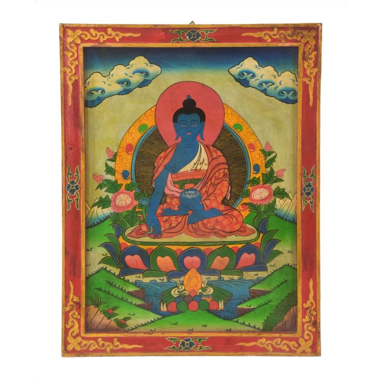 Uzdravujúca Budha, ručne maľovaný obraz, 45x57cm