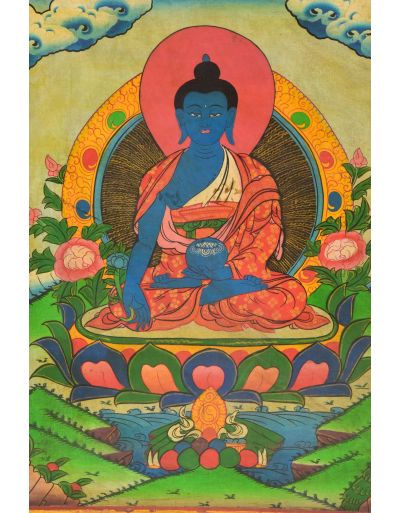 Uzdravujúca Budha, ručne maľovaný obraz, 45x57cm