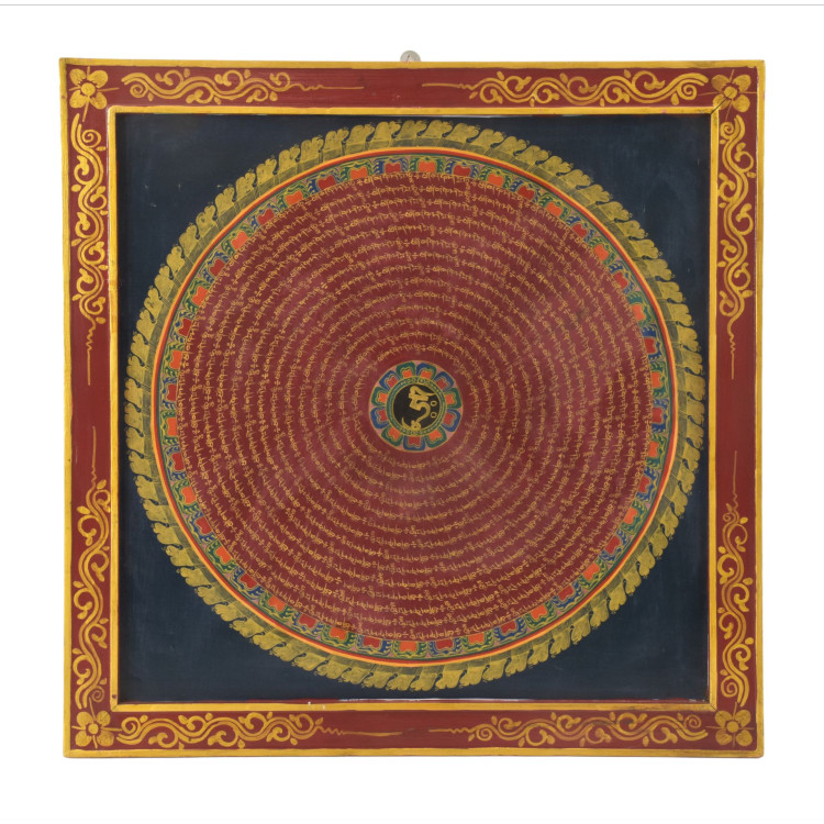 Om Mani Padme Hung mandala, ručne maľovaný obraz, 58x58cm