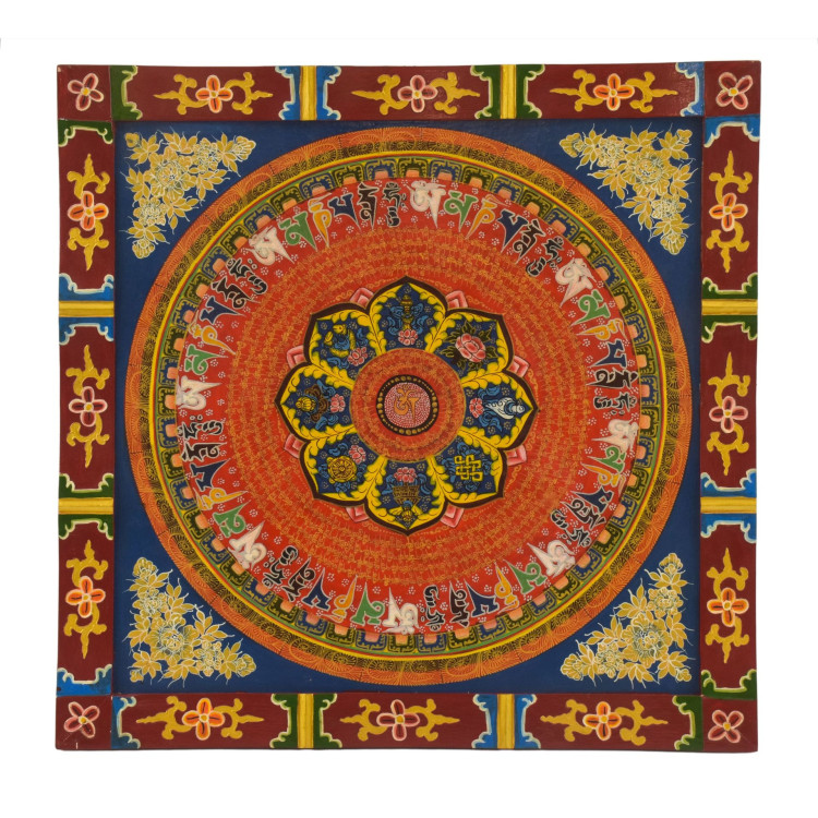 Astamangal mandala, ručne maľovaný obraz, 58x58cm