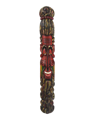 Drevená maska, "Jogi" ručne maľovaná, 20x13x115cm