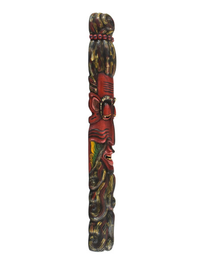 Drevená maska, "Jogi" ručne maľovaná, 20x13x115cm