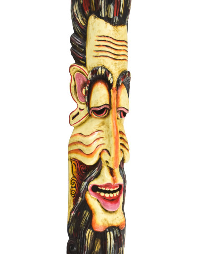 Drevená maska, "Jogi" ručne maľovaná, 20x13x115cm