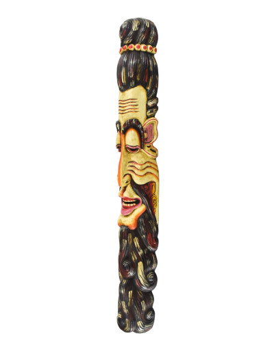 Drevená maska, "Jogi" ručne maľovaná, 20x13x115cm