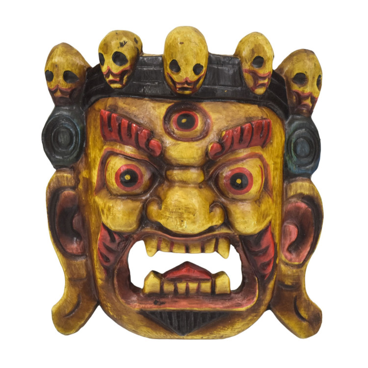 Drevená maska, Bhairab, ručne maľovaný, 20cm
