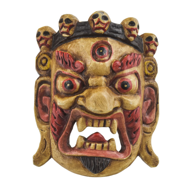 Drevená maska, Bhairab, ručne maľovaný, 20cm