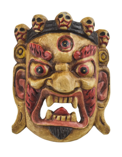 Drevená maska, Bhairab, ručne maľovaný, 20cm