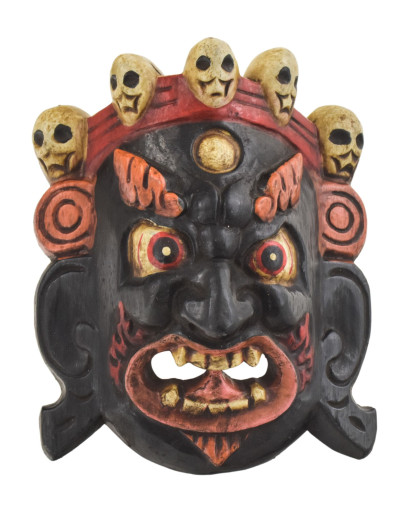 Drevená maska, Bhairab, ručne maľovaný, 16cm