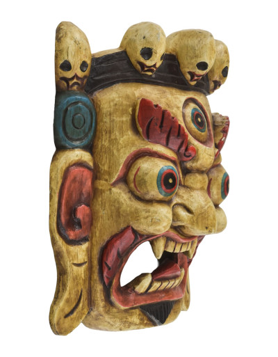 Drevená maska, Bhairab, ručne maľovaný, 29cm